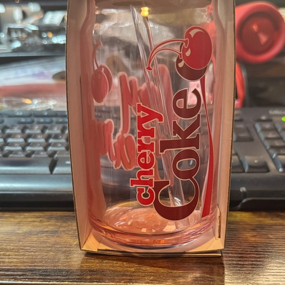 Coca Cola Other - Coca Cola NWT Cherry Coke Tumbler with Lid and Straw - Red